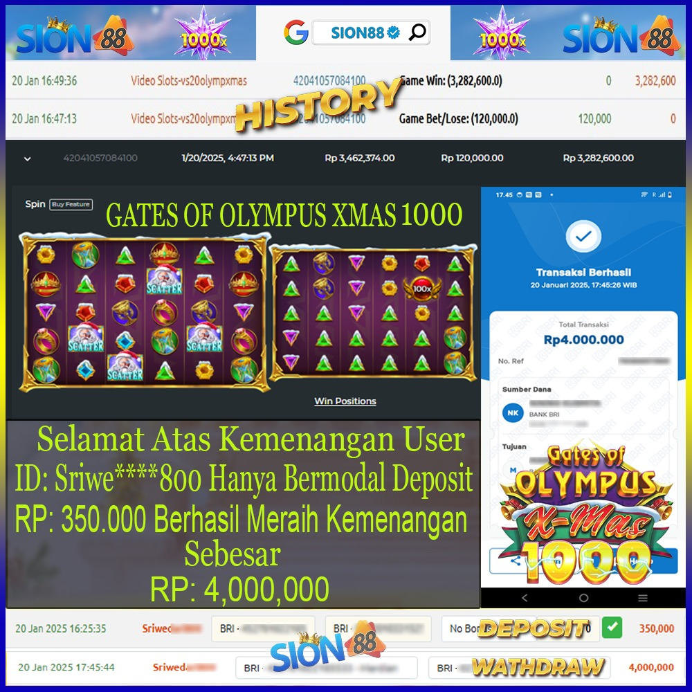 Dengan Modal 350 Ribu di Sion88, Bisa Jadi 4 Juta di Gate of Olympus!